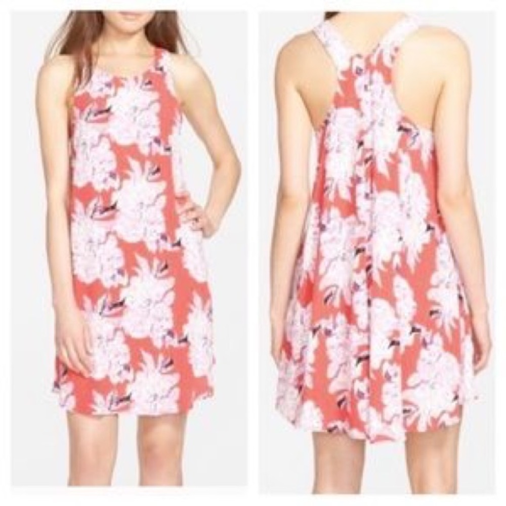 ASTR (Nordstrom) Red Floral Swing Dress, Medium